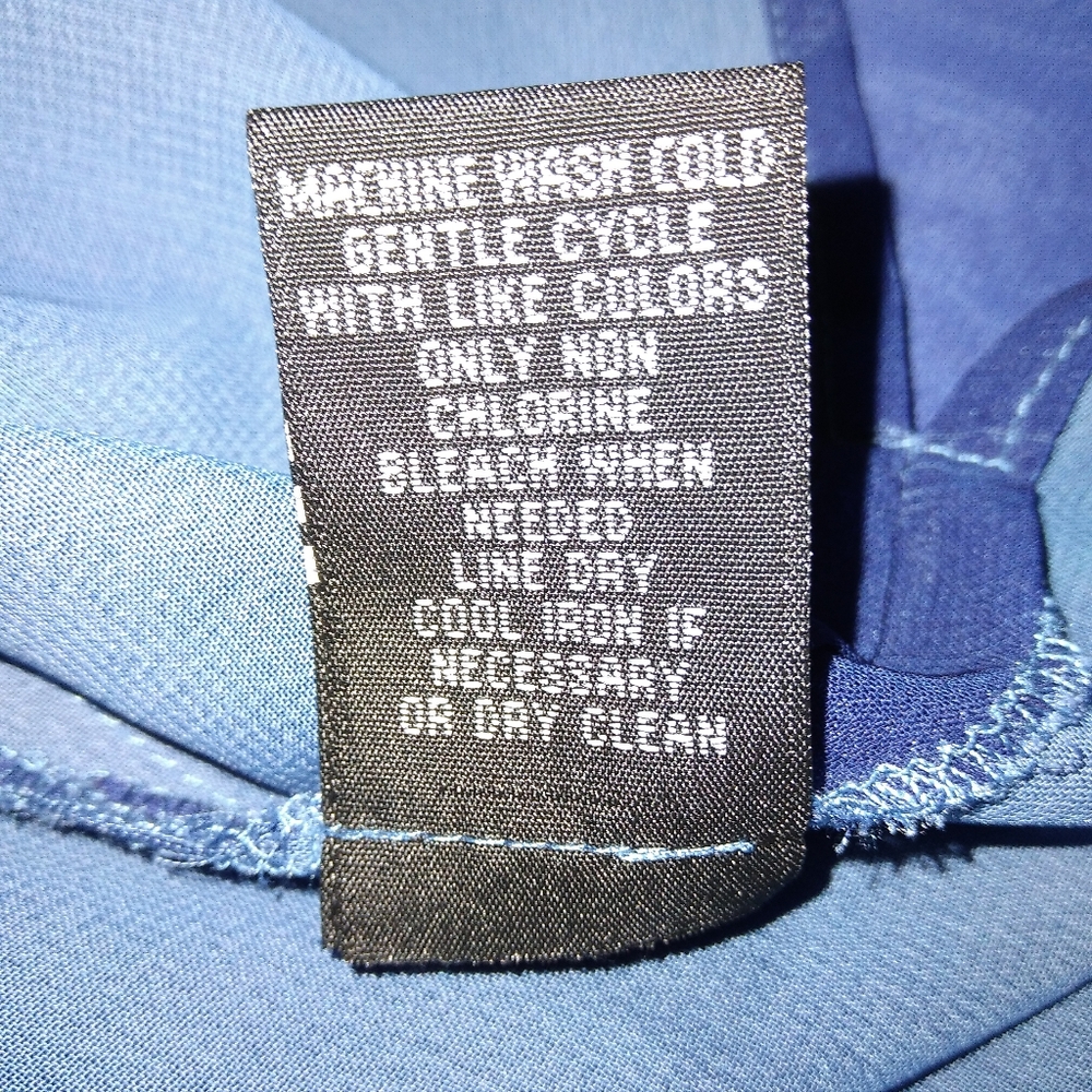 Women's Sheer Blue Button-Up Blouse - Picture 6 of 8